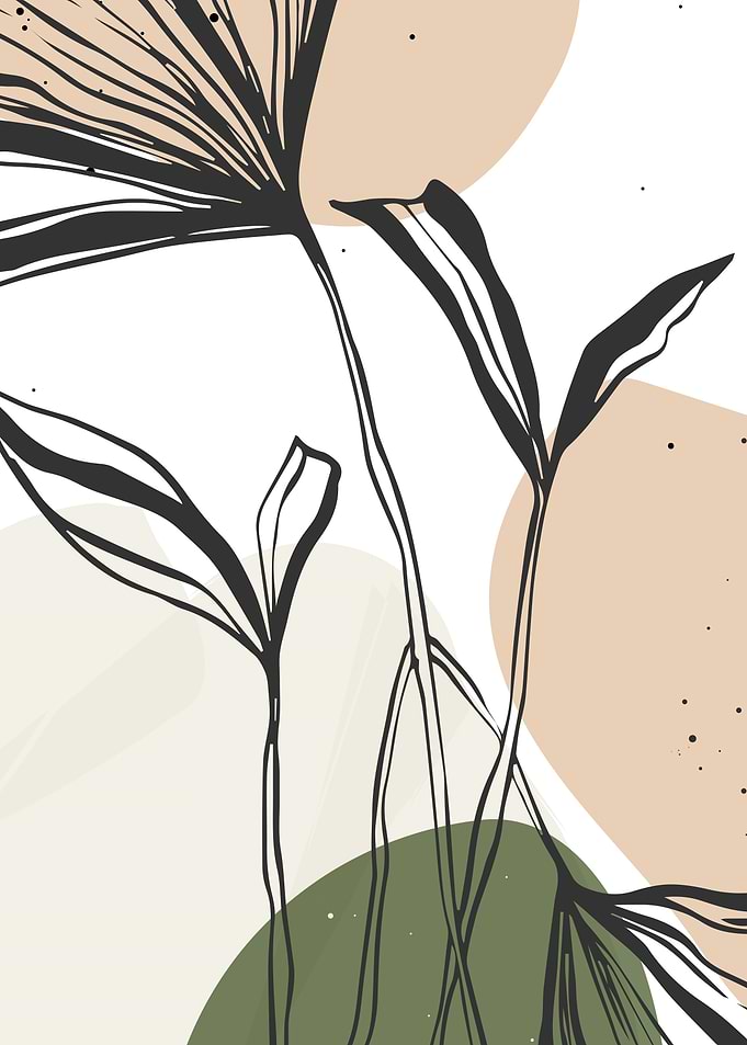 Botanical Green leaf art