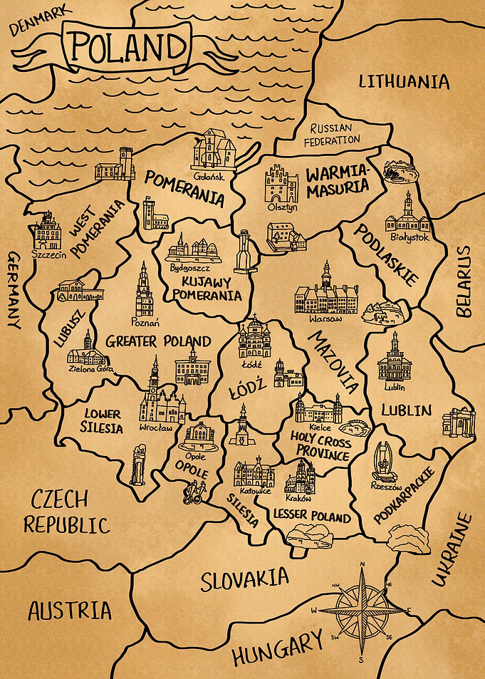 Vintage Map of Poland