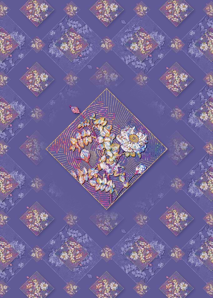 White Burnet Roses Pattern