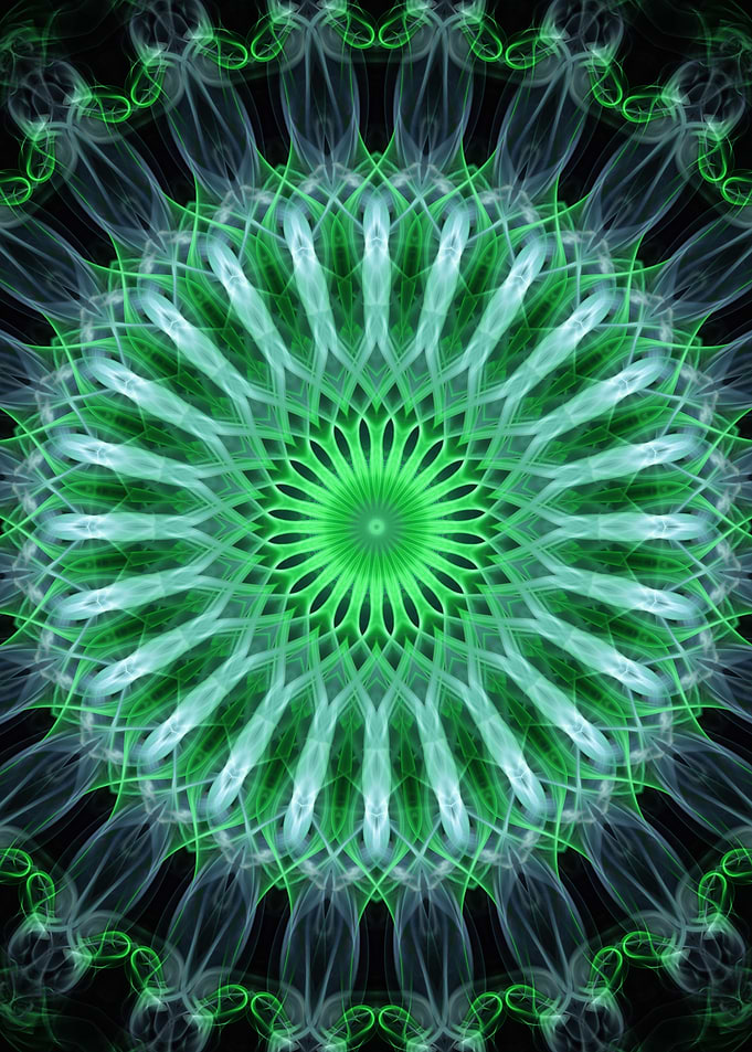 Silver and green mandala