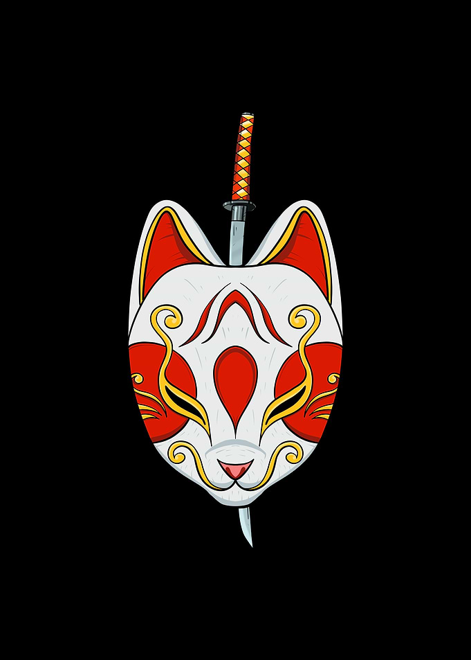 Japanese Katana Cat Mask