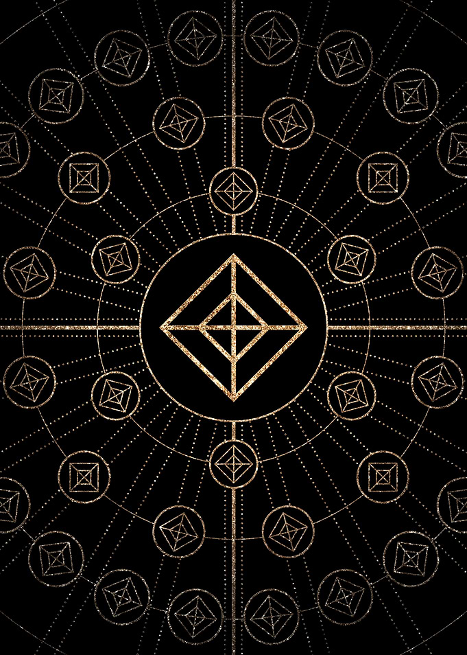 Geometric Gold Glyph Sign
