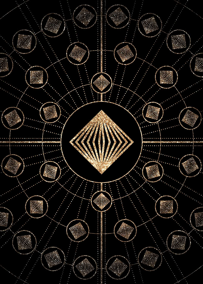 Geometric Gold Glyph Sign