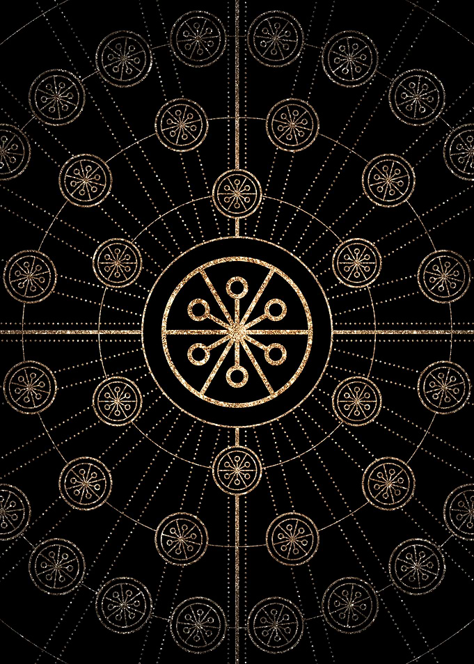 Geometric Gold Glyph Sign