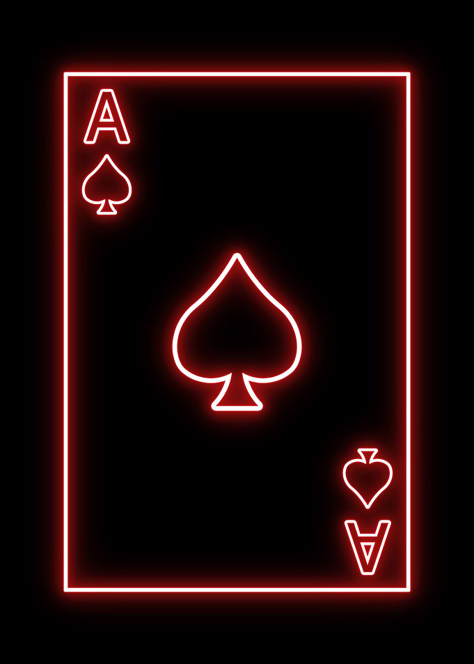 Poker card neon