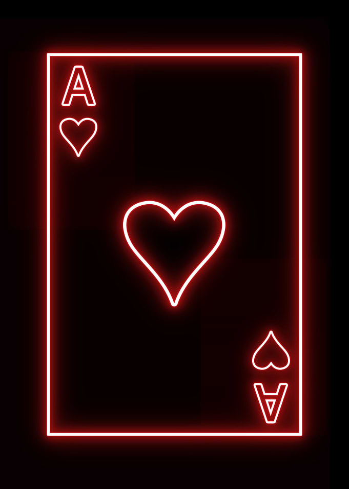 Poker card neon