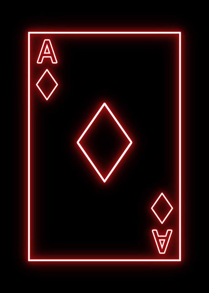 Poker card neon