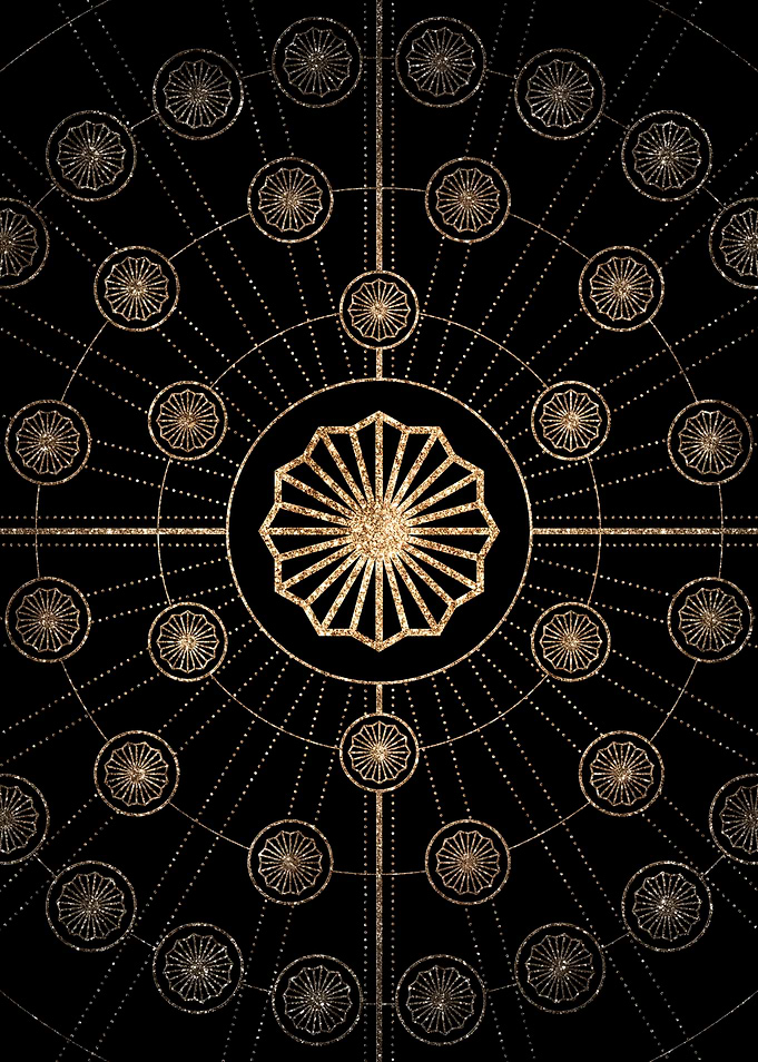 Geometric Gold Glyph Sign