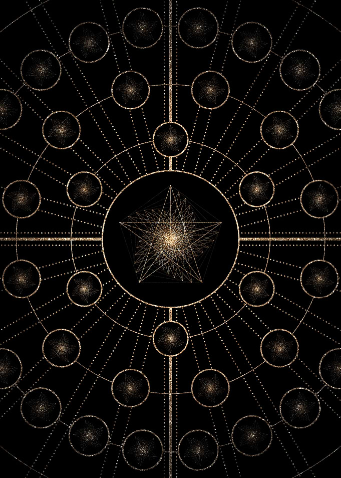 Geometric Gold Glyph Sign