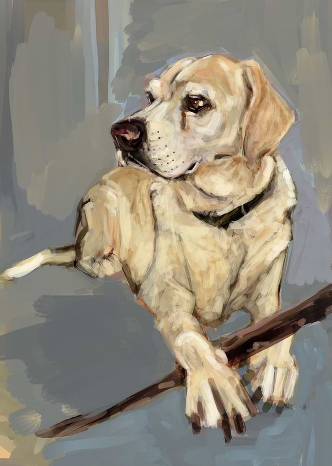 She hound with a stick