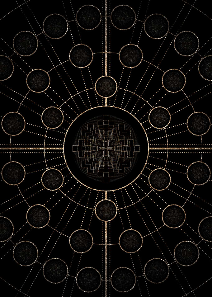 Geometric Gold Glyph Sign