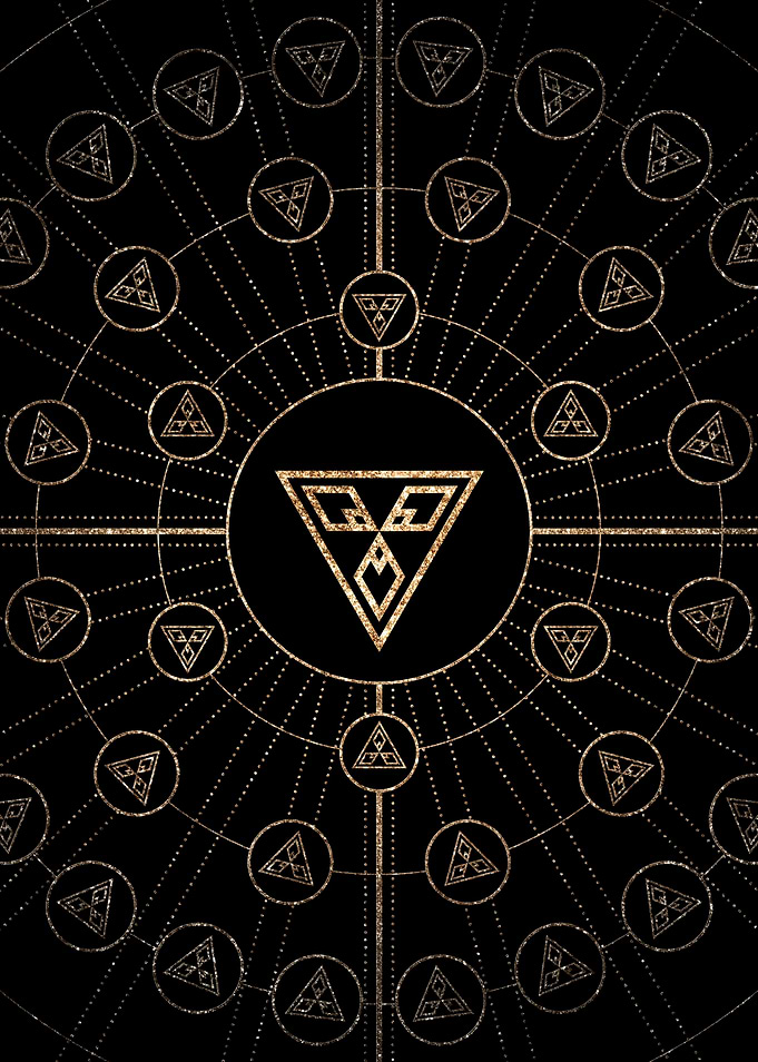 Geometric Gold Glyph Sign