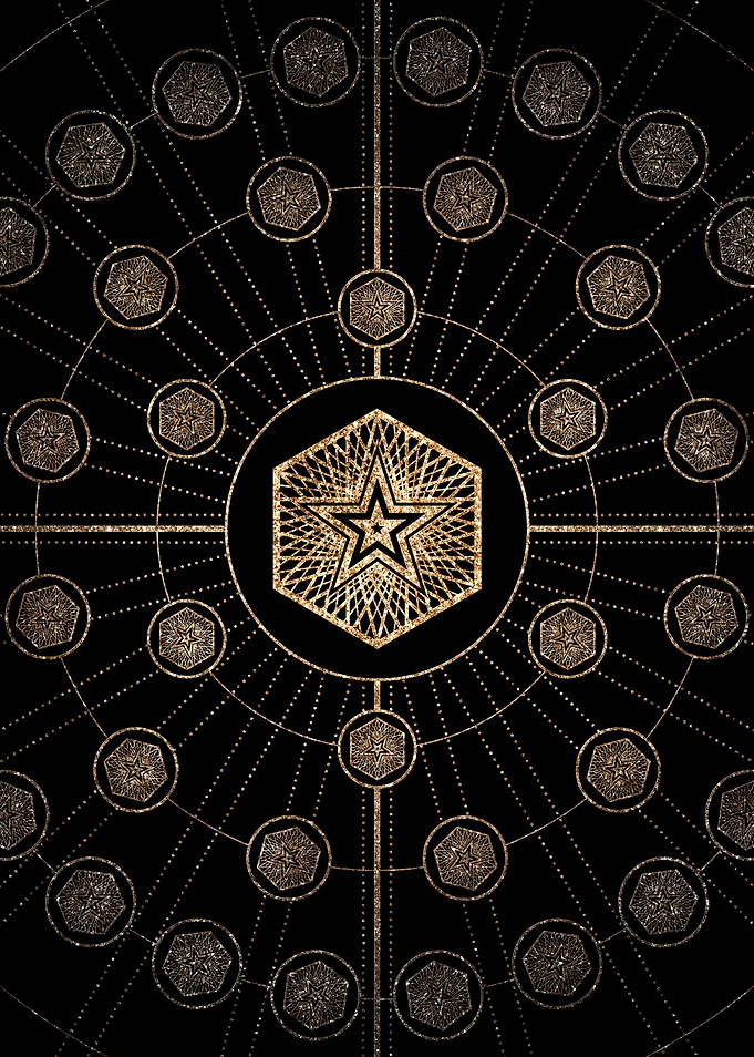 Geometric Gold Glyph Sign