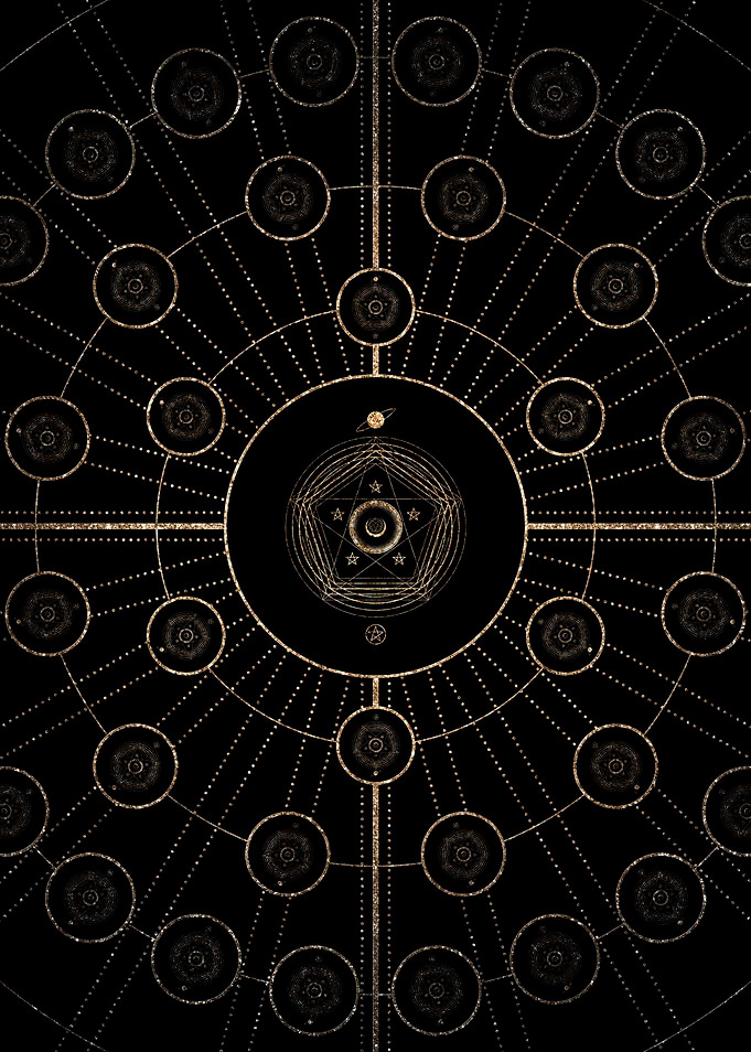Geometric Gold Glyph Sign