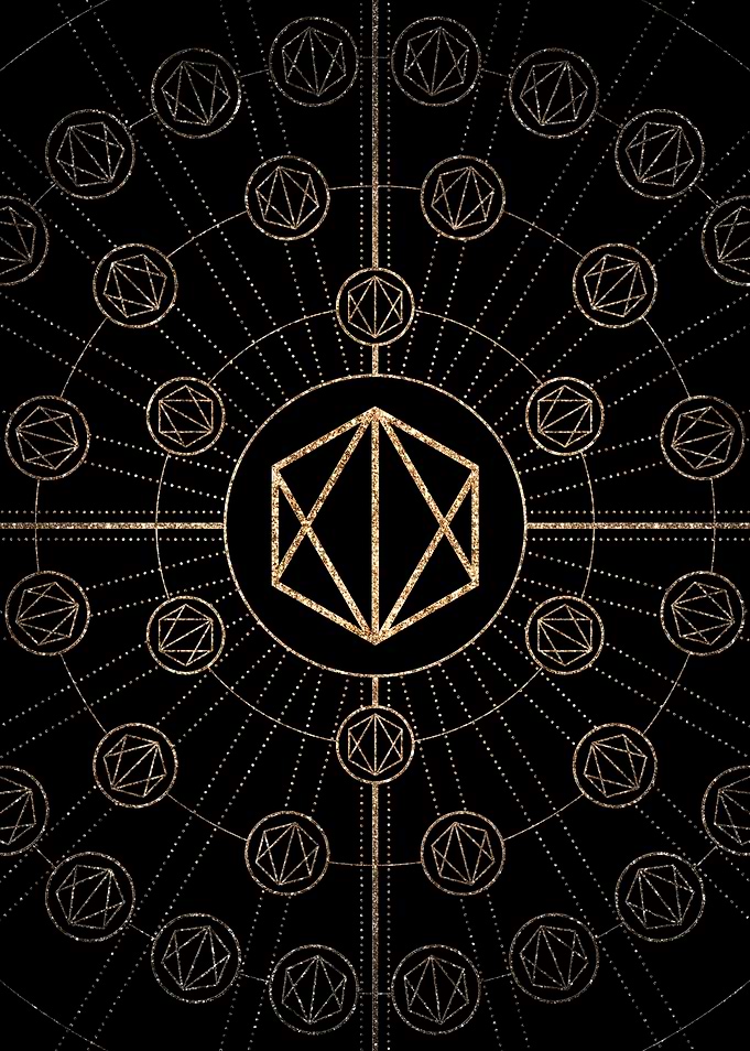 Geometric Gold Glyph Sign