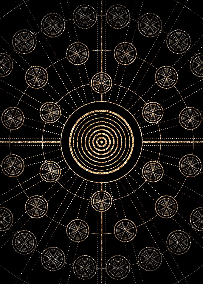 Geometric Gold Glyph Sign