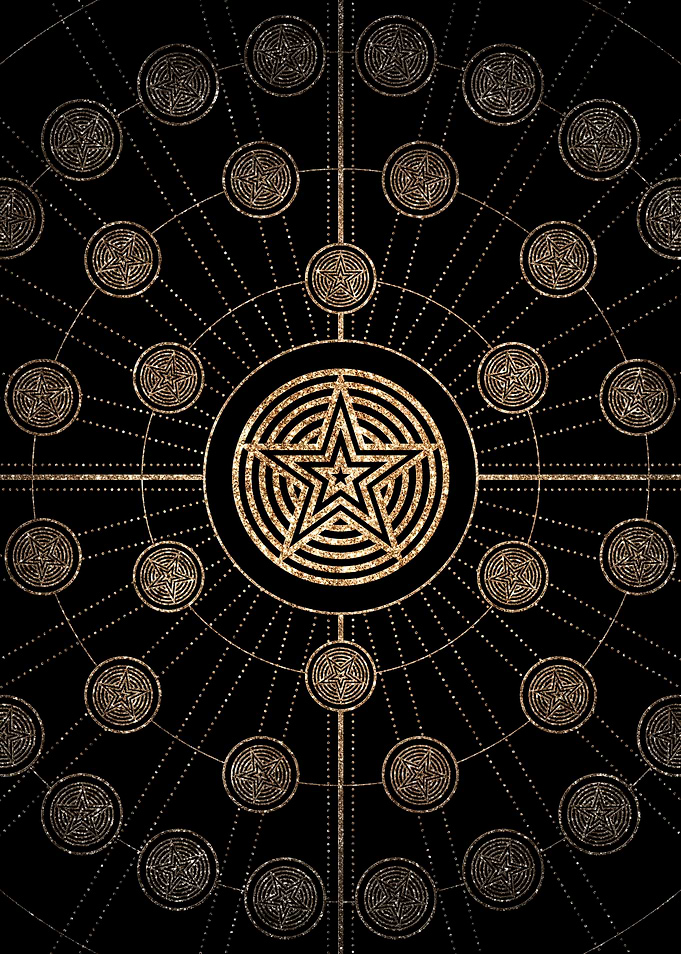 Geometric Gold Glyph Sign
