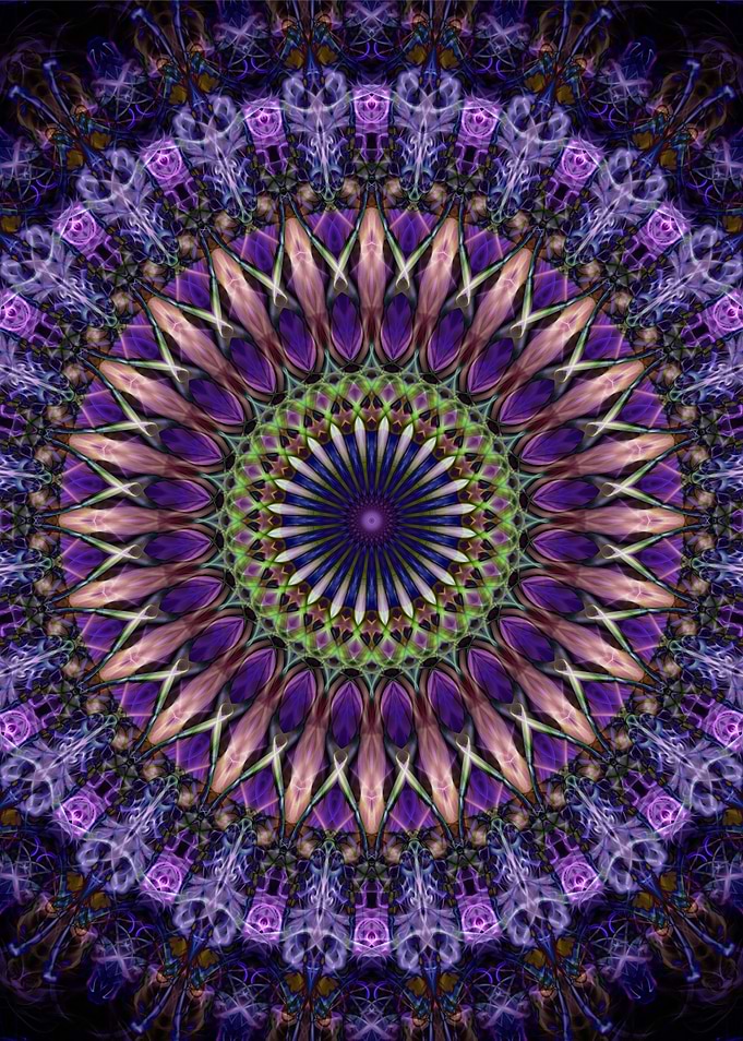 Lilac and golden mandala