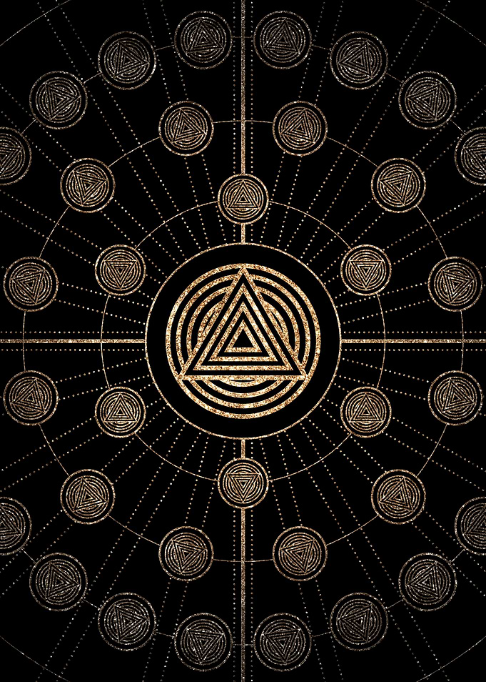 Geometric Gold Glyph Sign