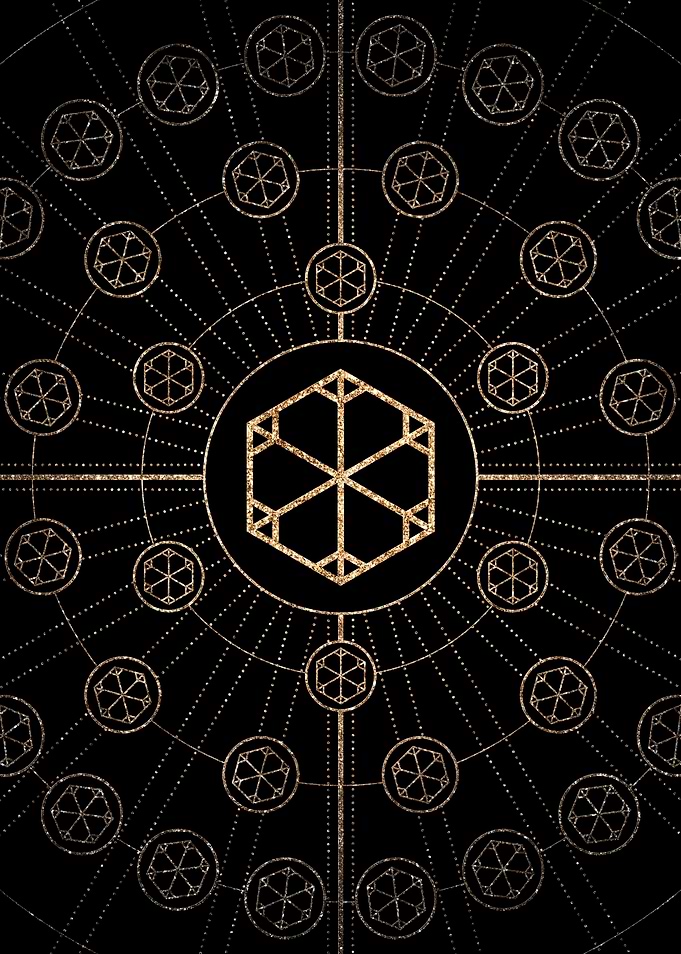 Geometric Gold Glyph Sign