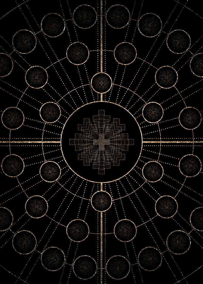 Geometric Gold Glyph Sign