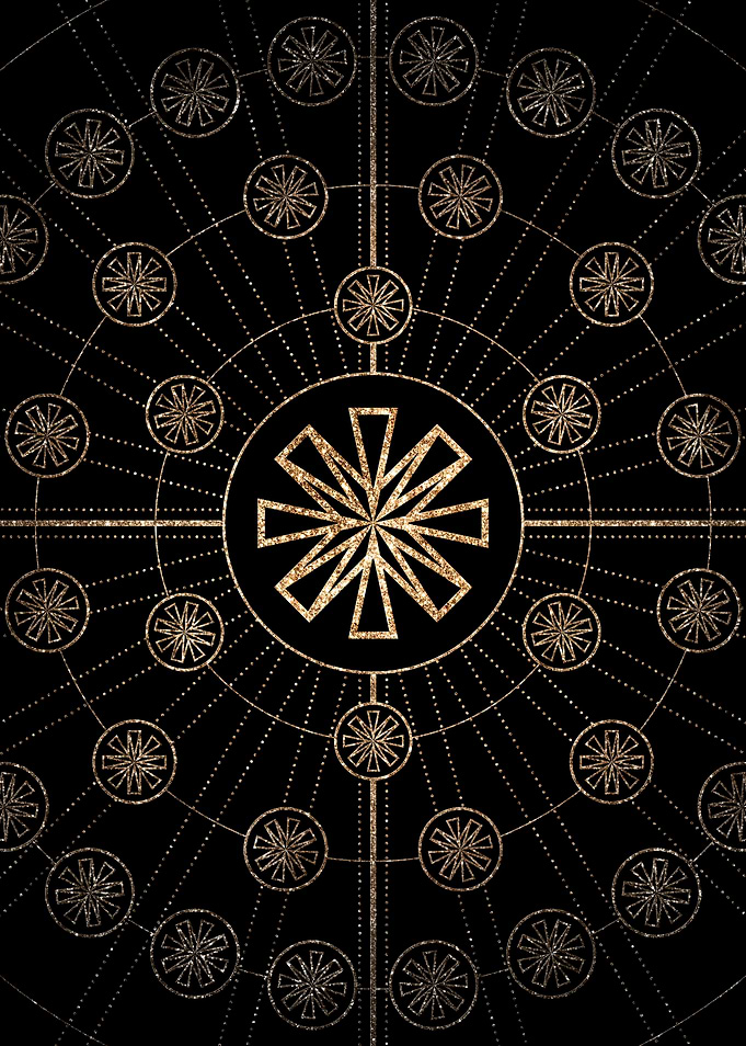 Geometric Gold Glyph Sign