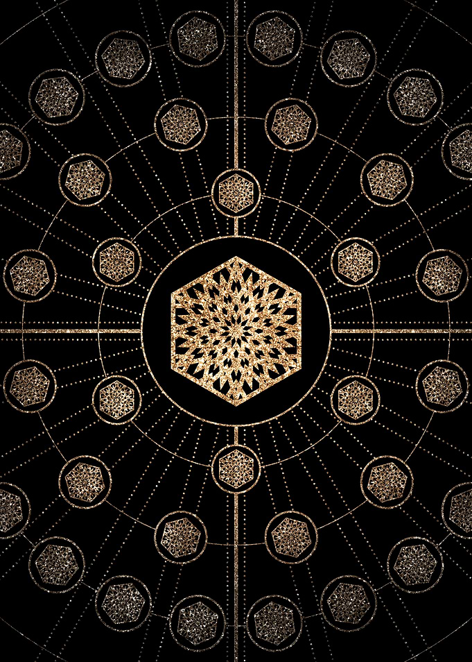 Geometric Gold Glyph Sign