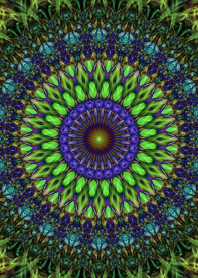 Neon green mandala
