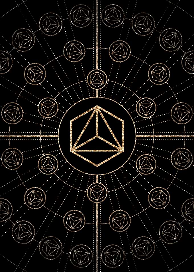 Geometric Gold Glyph Sign