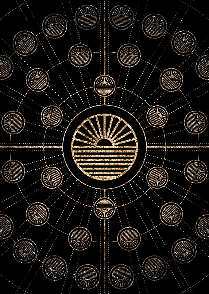 Geometric Gold Glyph Sign