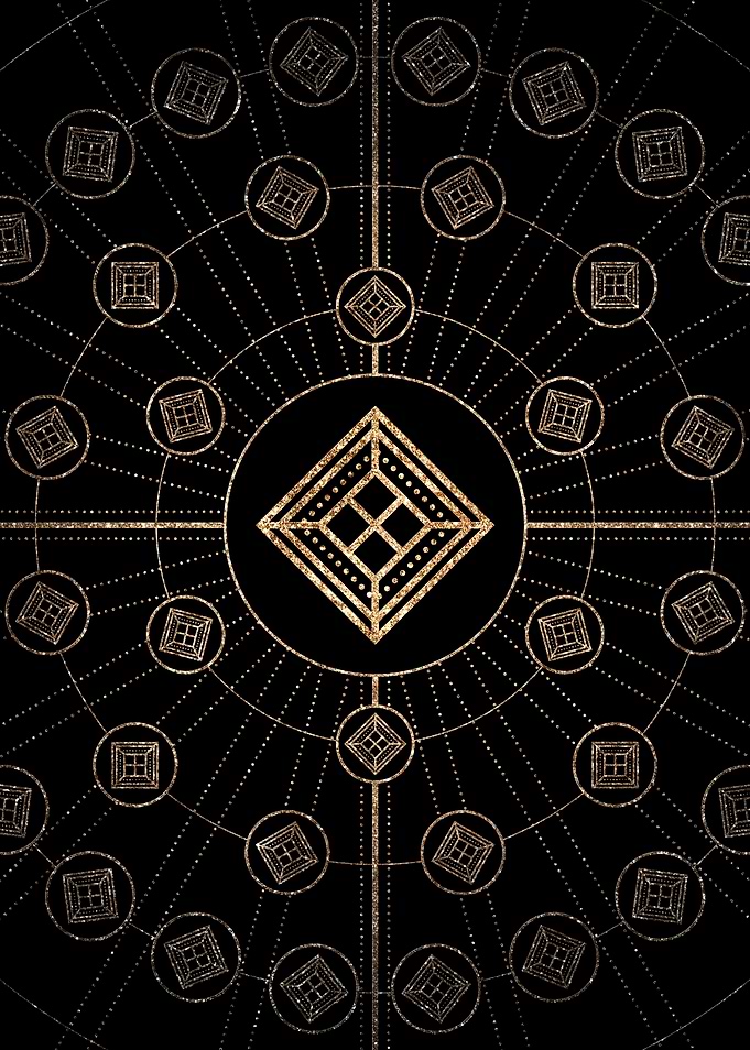Geometric Gold Glyph Sign