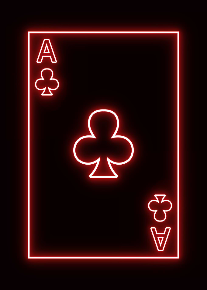 Poker card neon