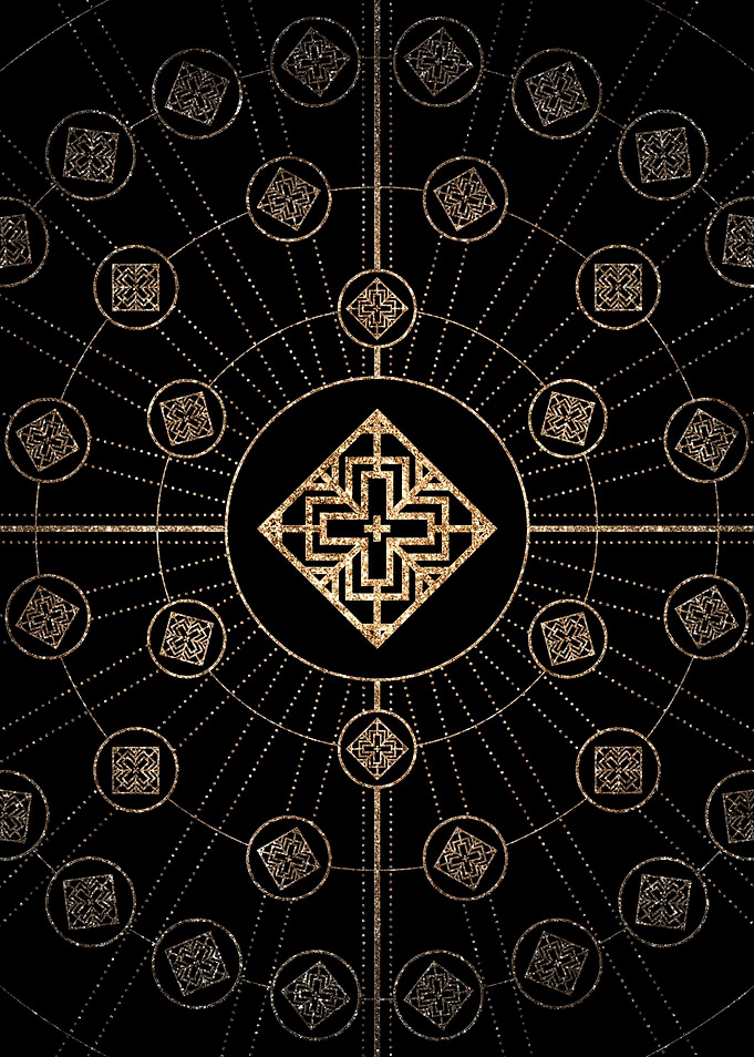 Geometric Gold Glyph Sign