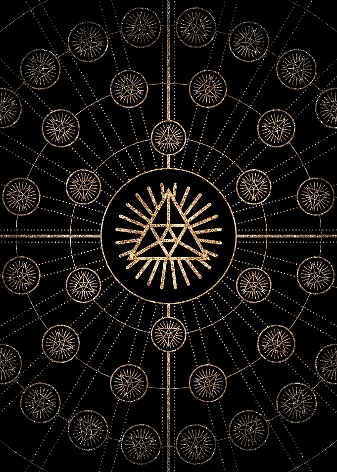 Geometric Gold Glyph Sign
