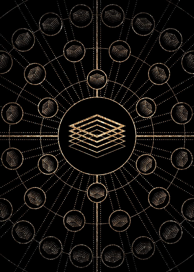 Geometric Gold Glyph Sign