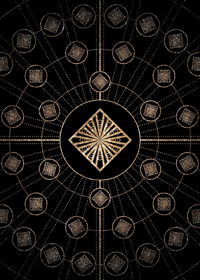 Geometric Gold Glyph Sign