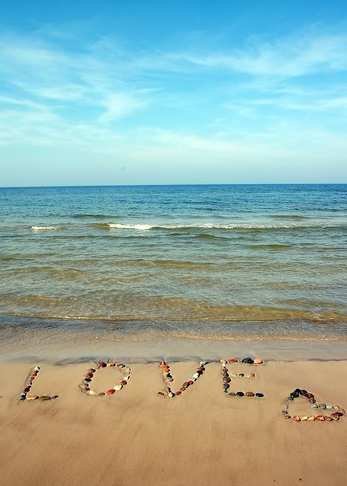 Love at sandy Sea Beach