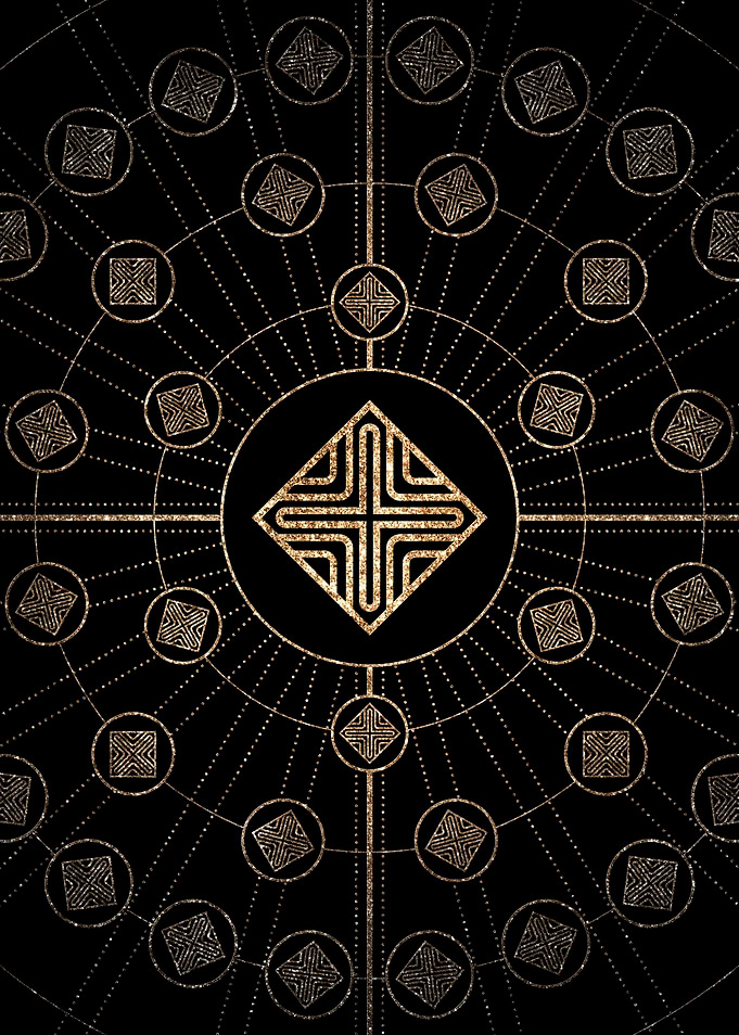 Geometric Gold Glyph Sign