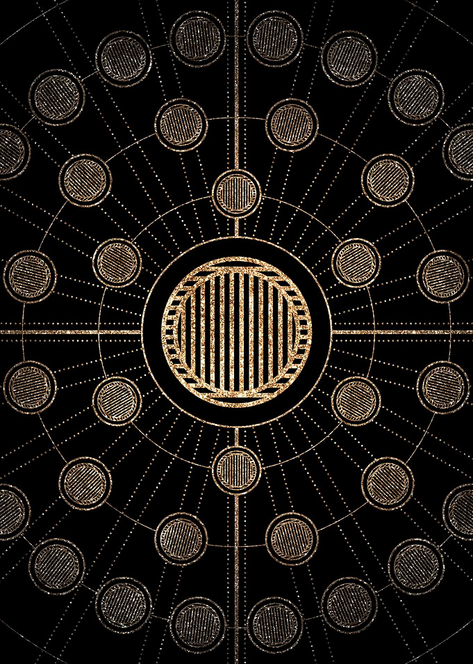Geometric Gold Glyph Sign