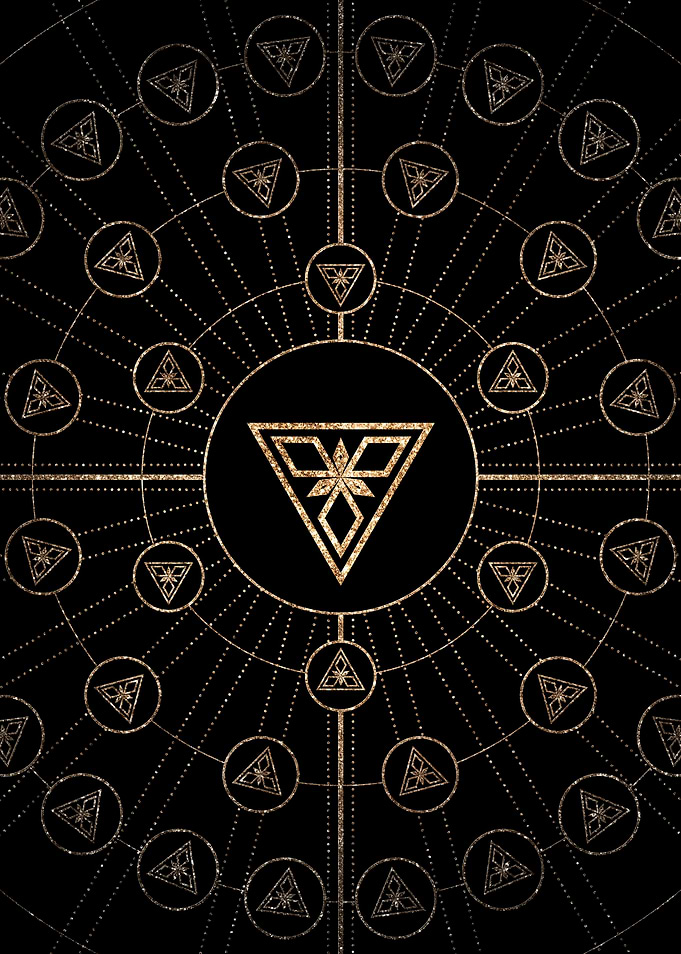 Geometric Gold Glyph Sign