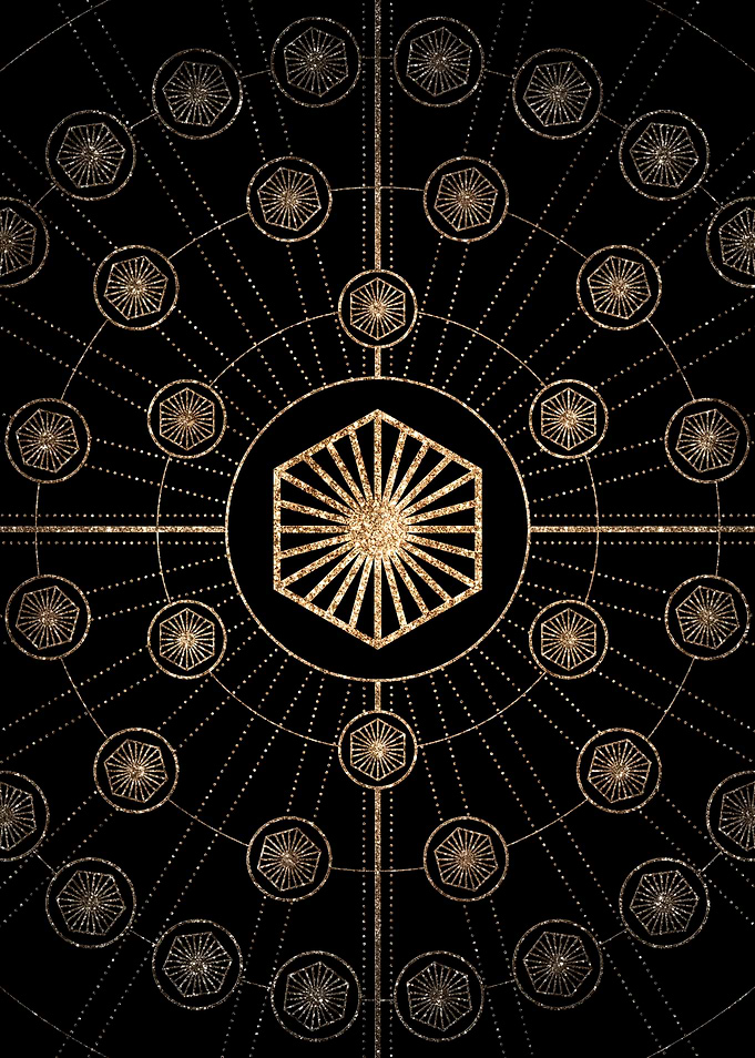 Geometric Gold Glyph Sign