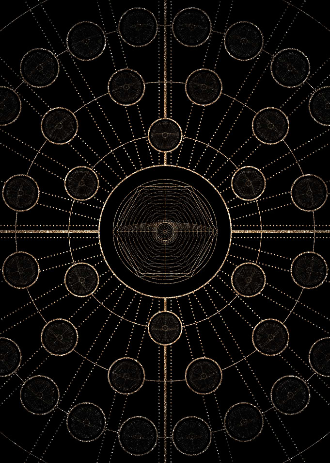 Geometric Gold Glyph Sign
