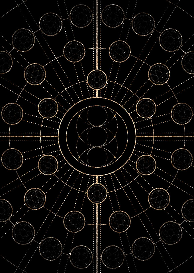 Geometric Gold Glyph Sign
