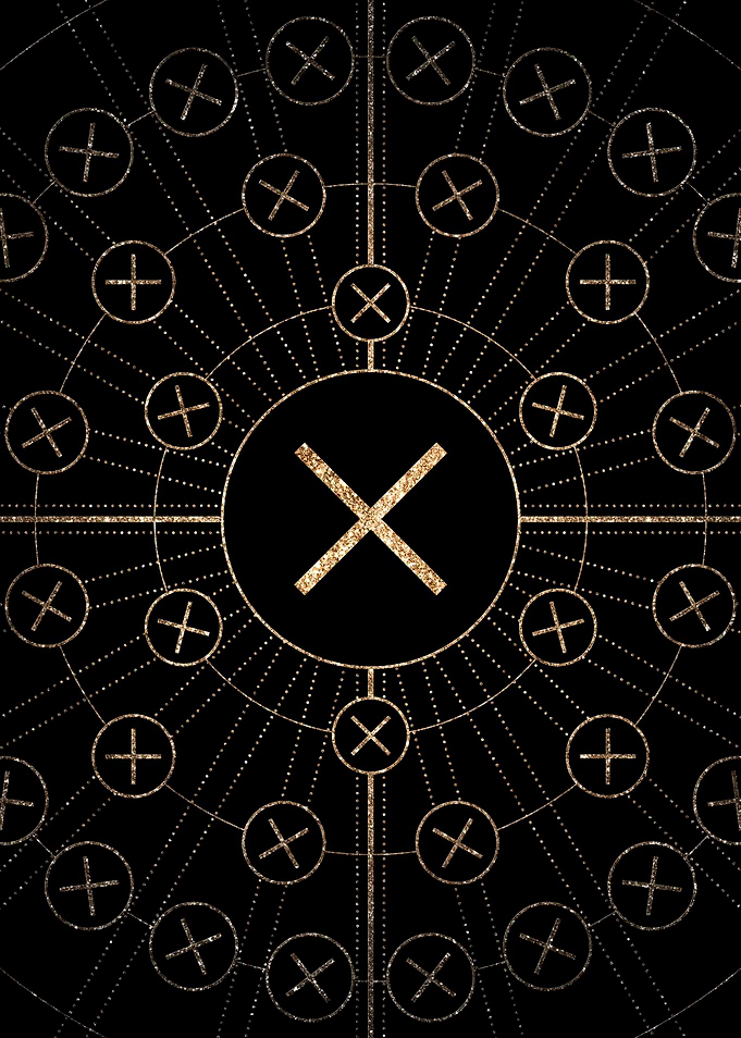 Geometric Gold Glyph Sign