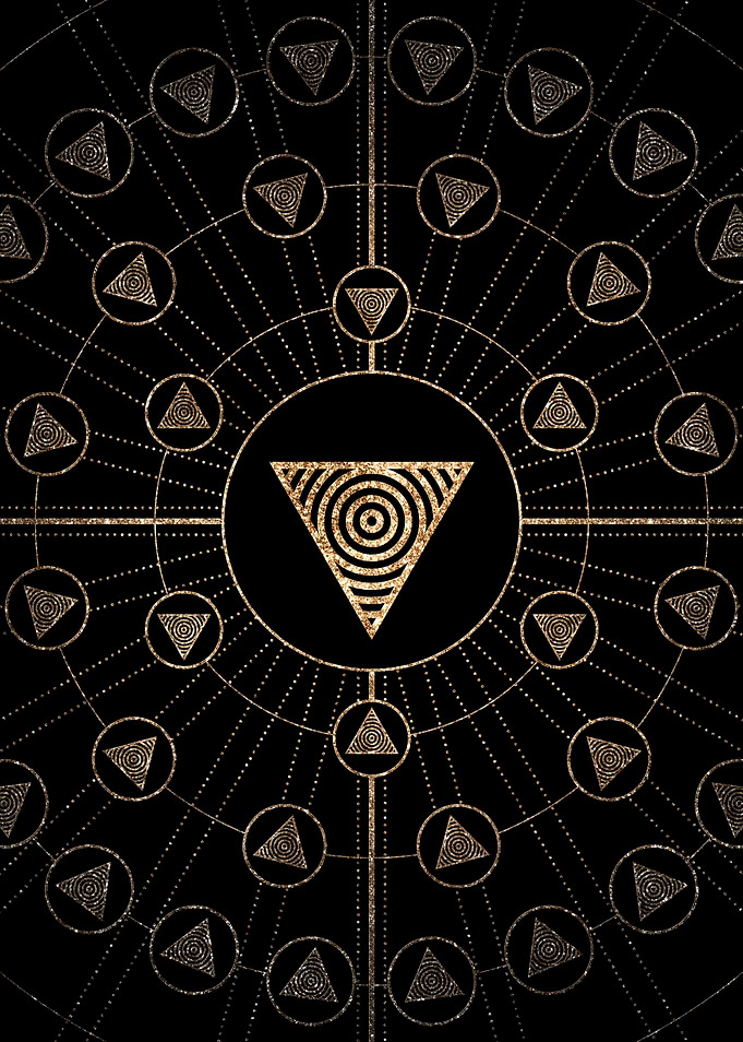 Geometric Gold Glyph Sign