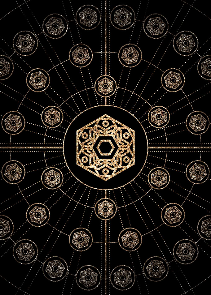 Geometric Gold Glyph Sign