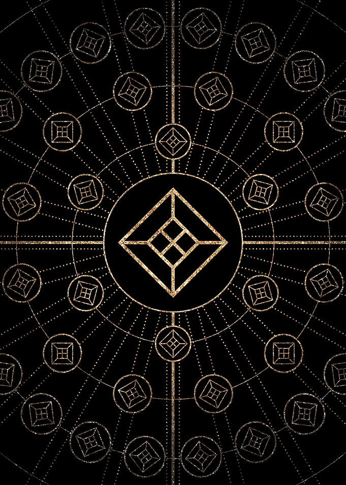 Geometric Gold Glyph Sign