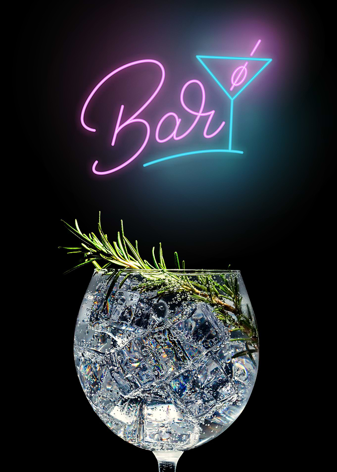 Bar sign with drink