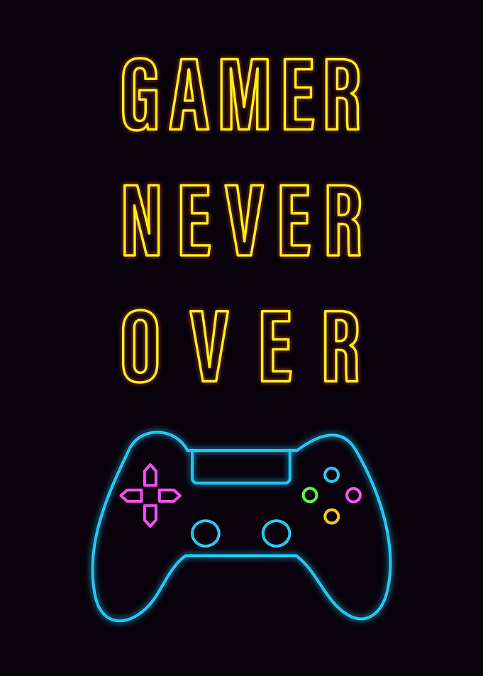 gamer never over neon