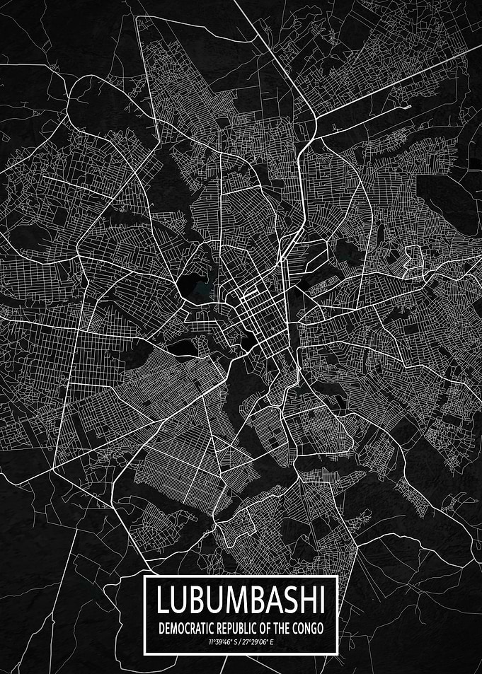 Lubumbashi City Map Dark